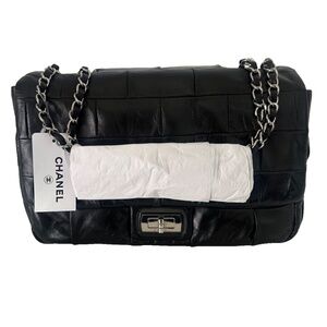 New Chanel Classic 227 Patchwork Reissue 2.55 Black Leather Flap Bag